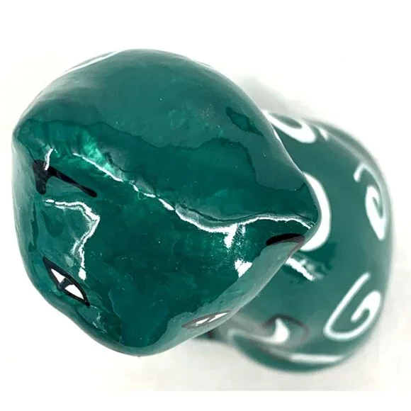 Talavera Cat Figurine Hand Painted Mexican Ceramic Green 5.5" - Picture 7 of 8